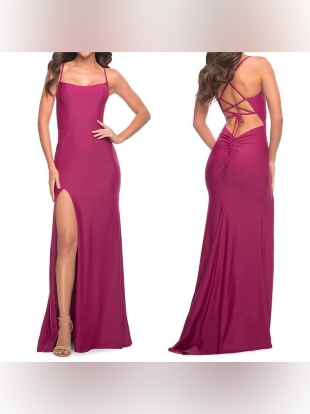 La Femme - 30436 Scoop Neck High
Slit Gown Berry Size 12